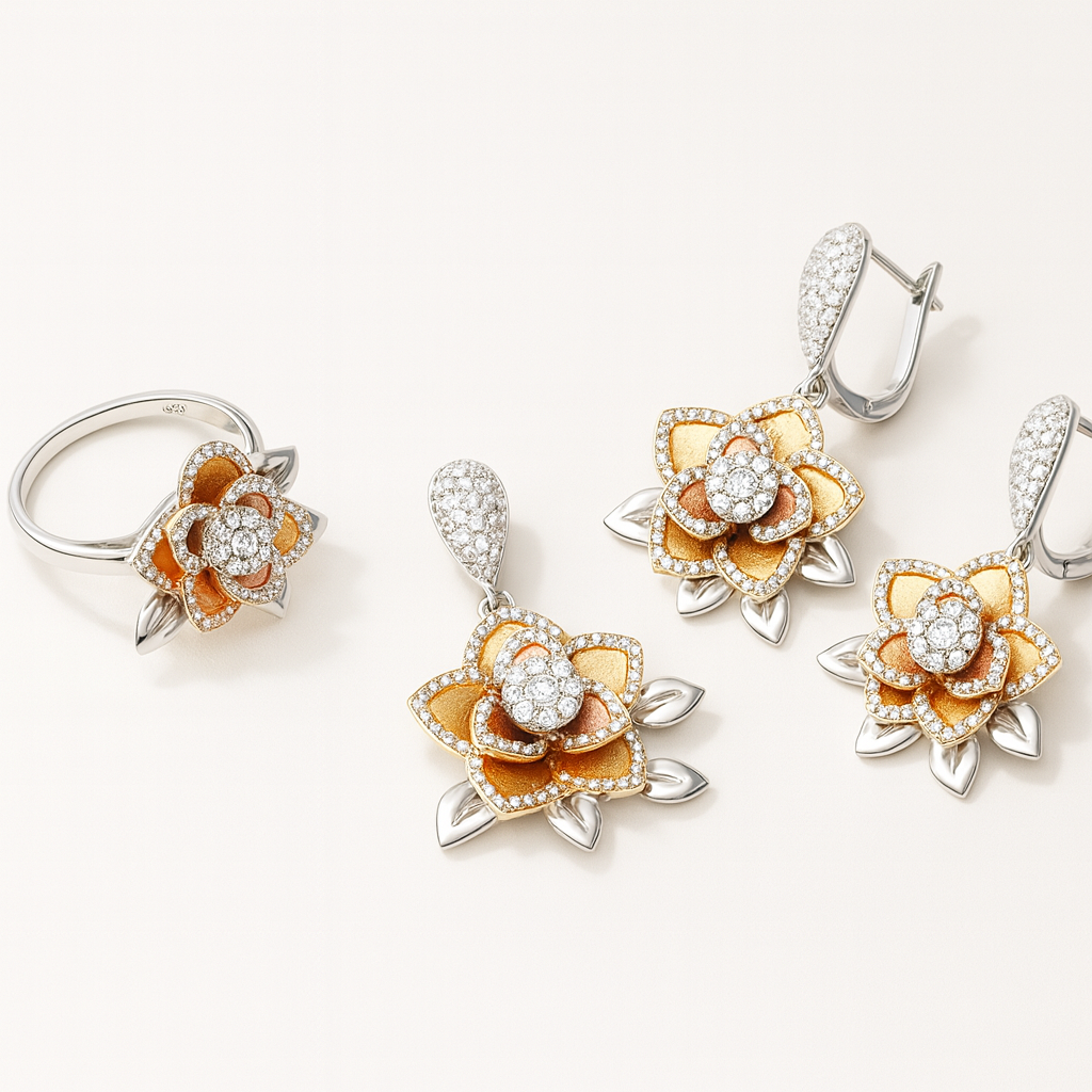 Divine Bloom Silver 925 Fine Jewelry Set