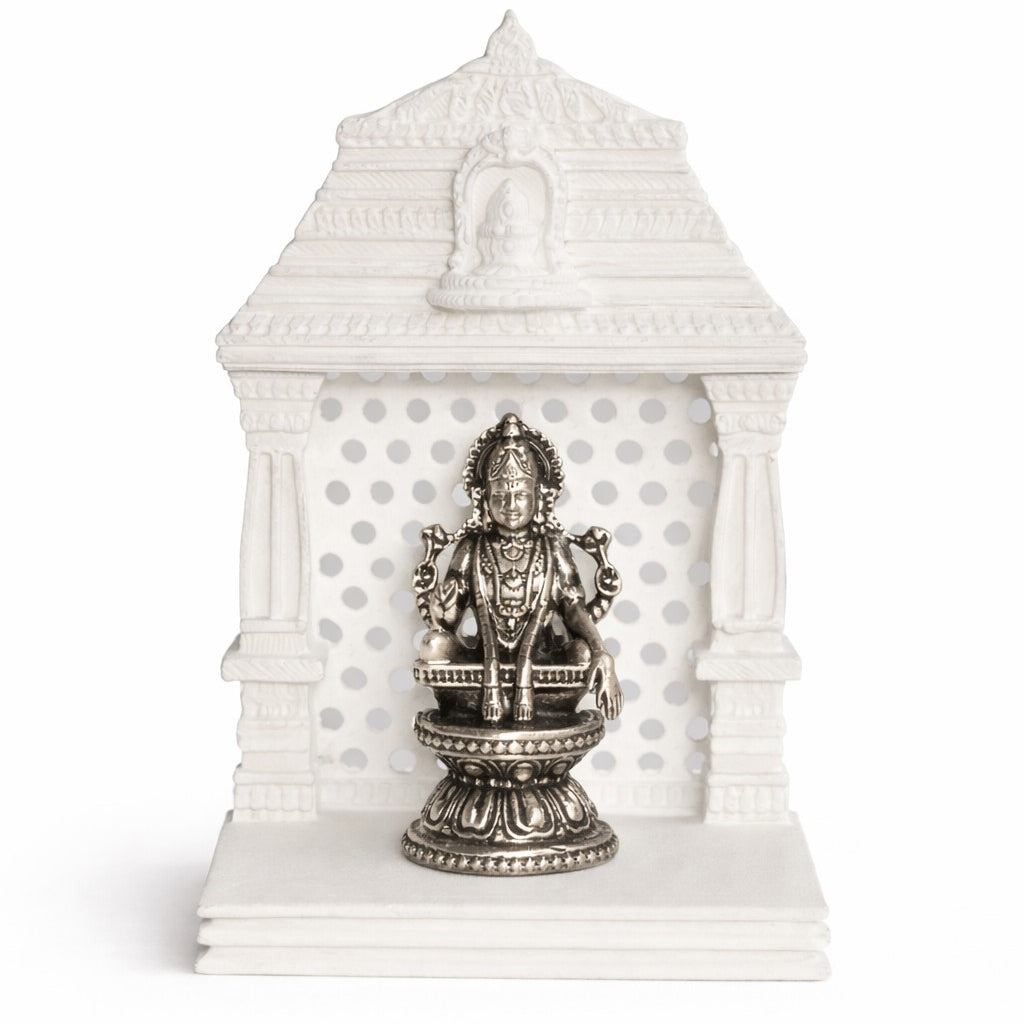 Lord Ayyappa Swamy Silver Idol With Mandir