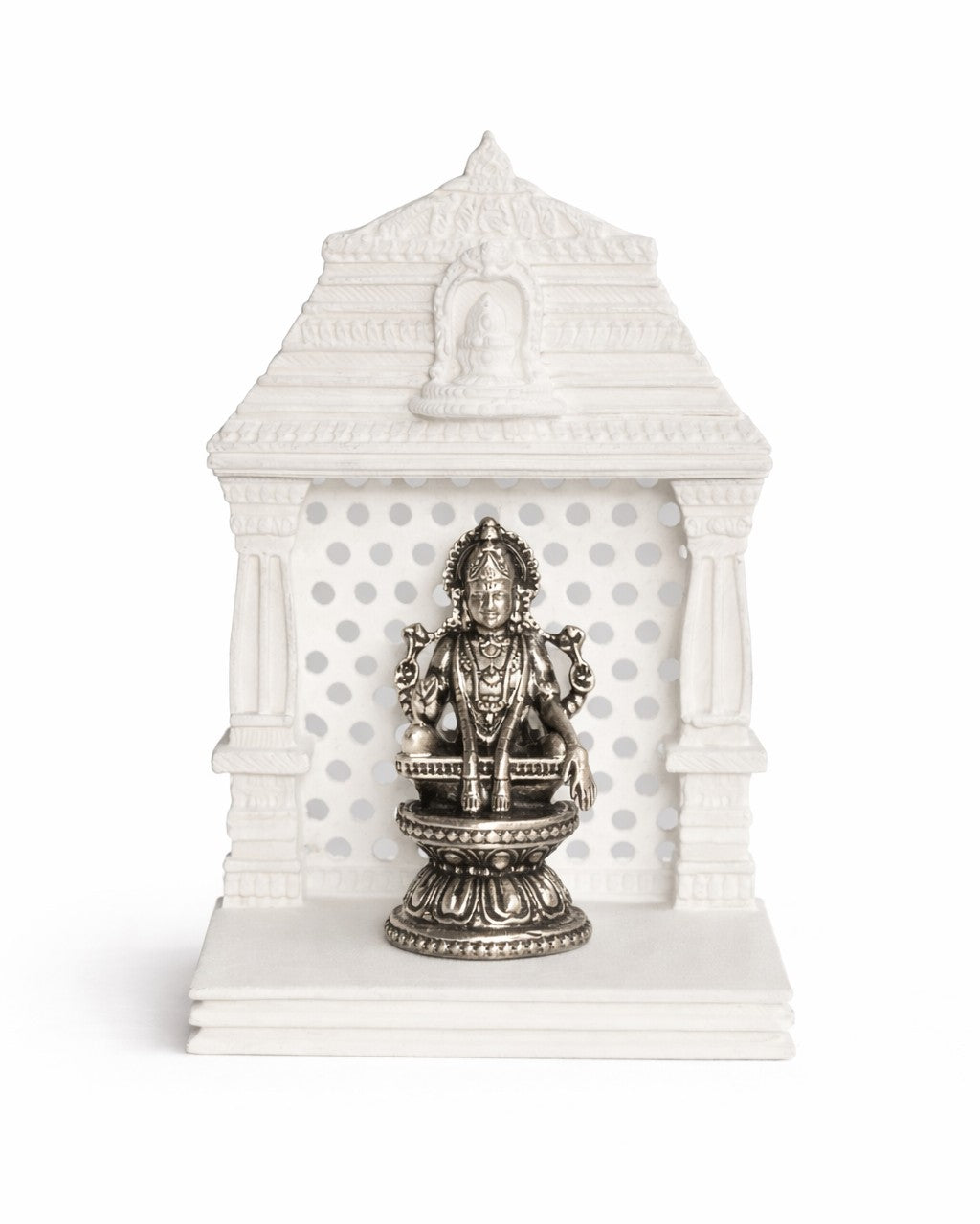 Lord Ayyappa Swamy Silver Idol With Mandir