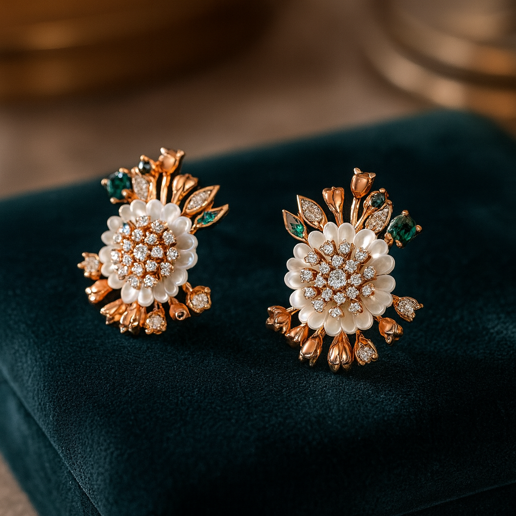 Verdura Silver 925 Earrings (Rose Gold)