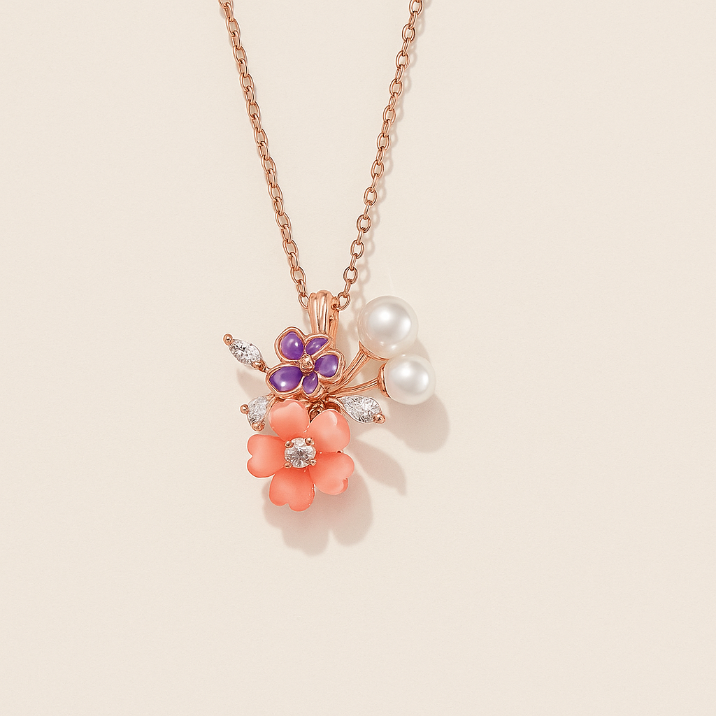 Coral Serenade Silver 925 Necklace (Rose Gold)