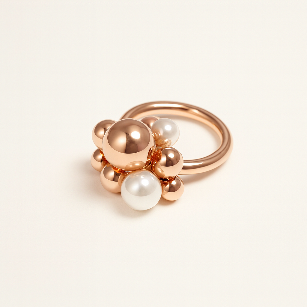 Silver Lustre Orb Cluster Ring for Women