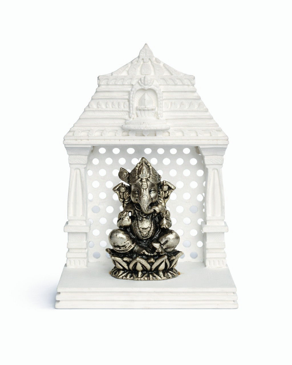 Bal Ganesha Silver Idol With Mandir
