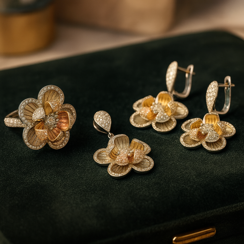 Gilded Harmony Silver 925 Fine Jewelry Set