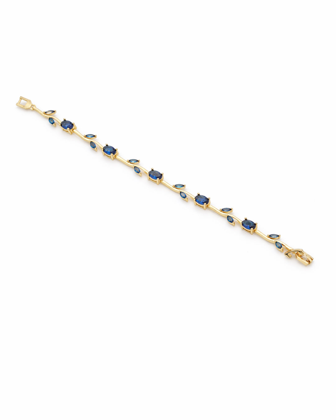 Blue Sapphire Cascade Gold Plated Bracelet