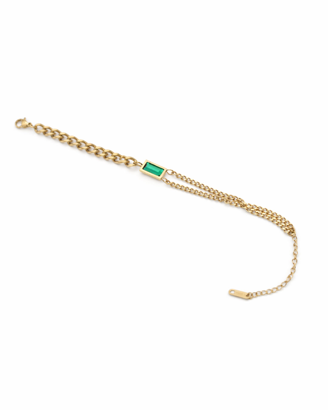 Emerald Curb Gold Plated Bracelet