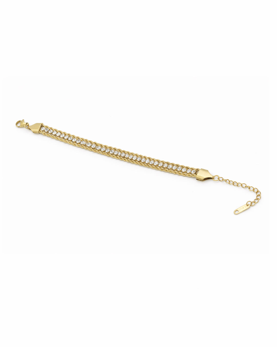 Twisted Tennis Crystal Rope Chain Gold Bracelet