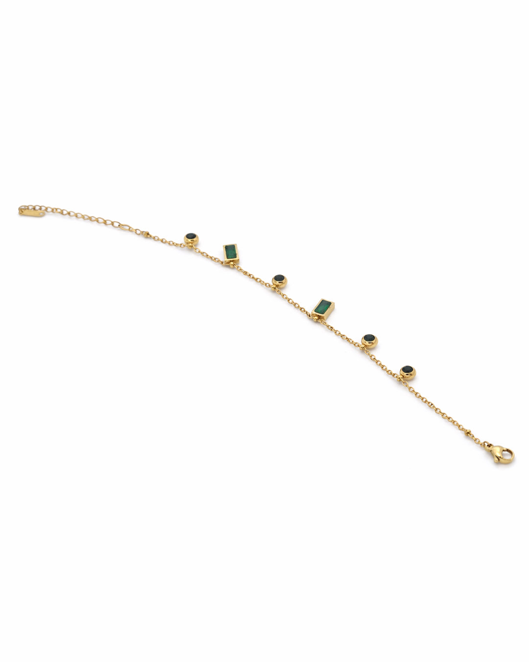 Emerald Drop Bezel Gold Bracelet