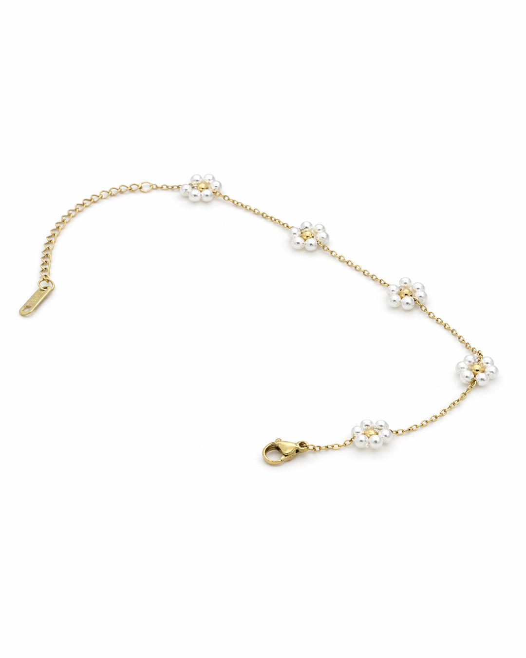 Daisy Pearl Cluster Gold Chain Bracelet