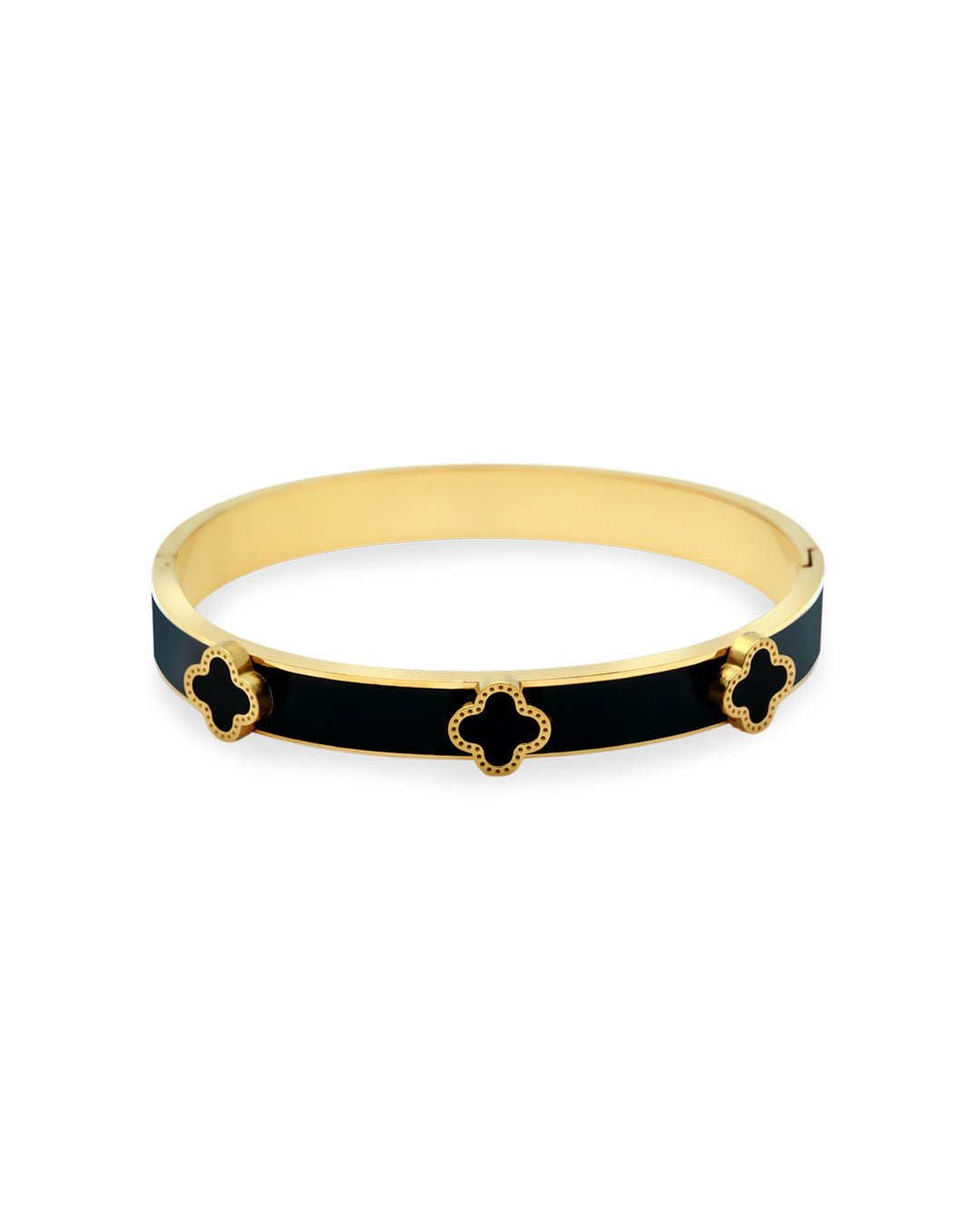 Onyx Clover Gold Plated Kada