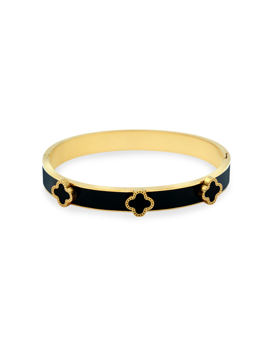 Onyx Clover Gold Plated Kada