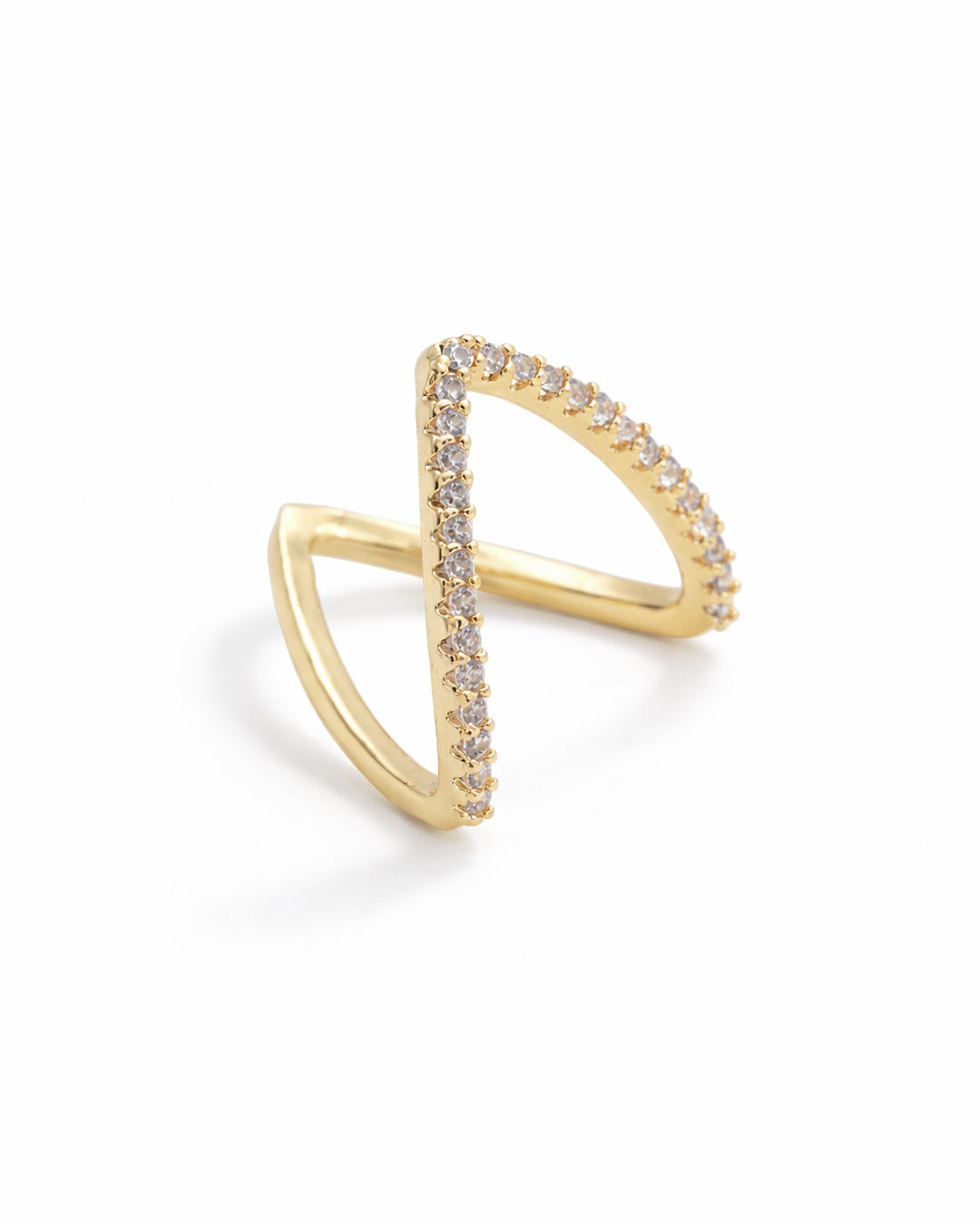 Criss Crystal Crossover Gold Plated Ring