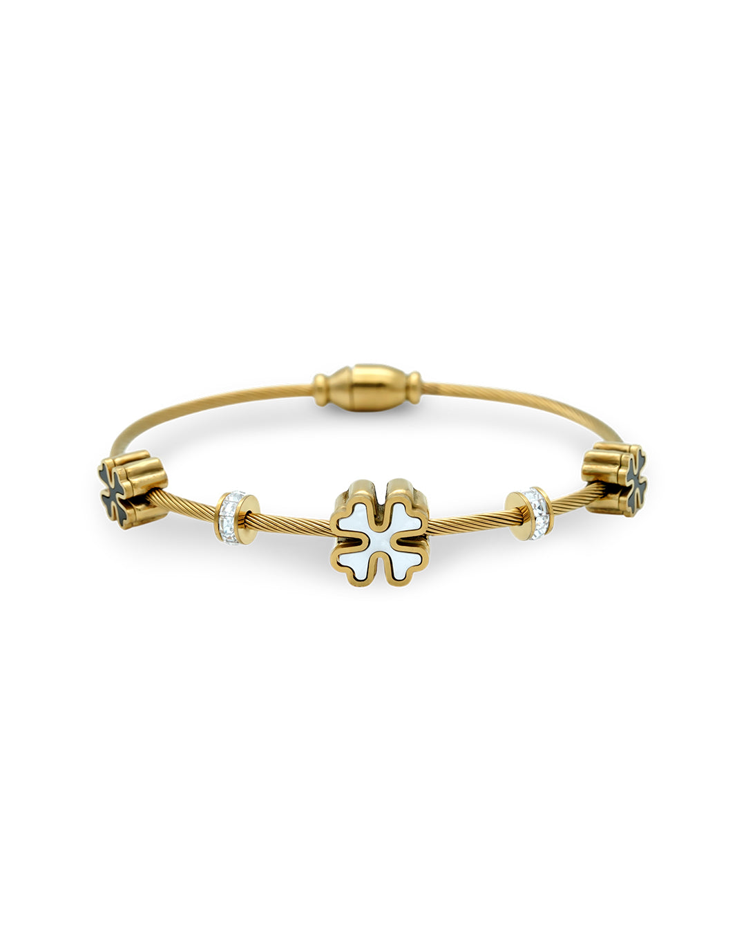 Clover Charm Duality Gold Plated Kada