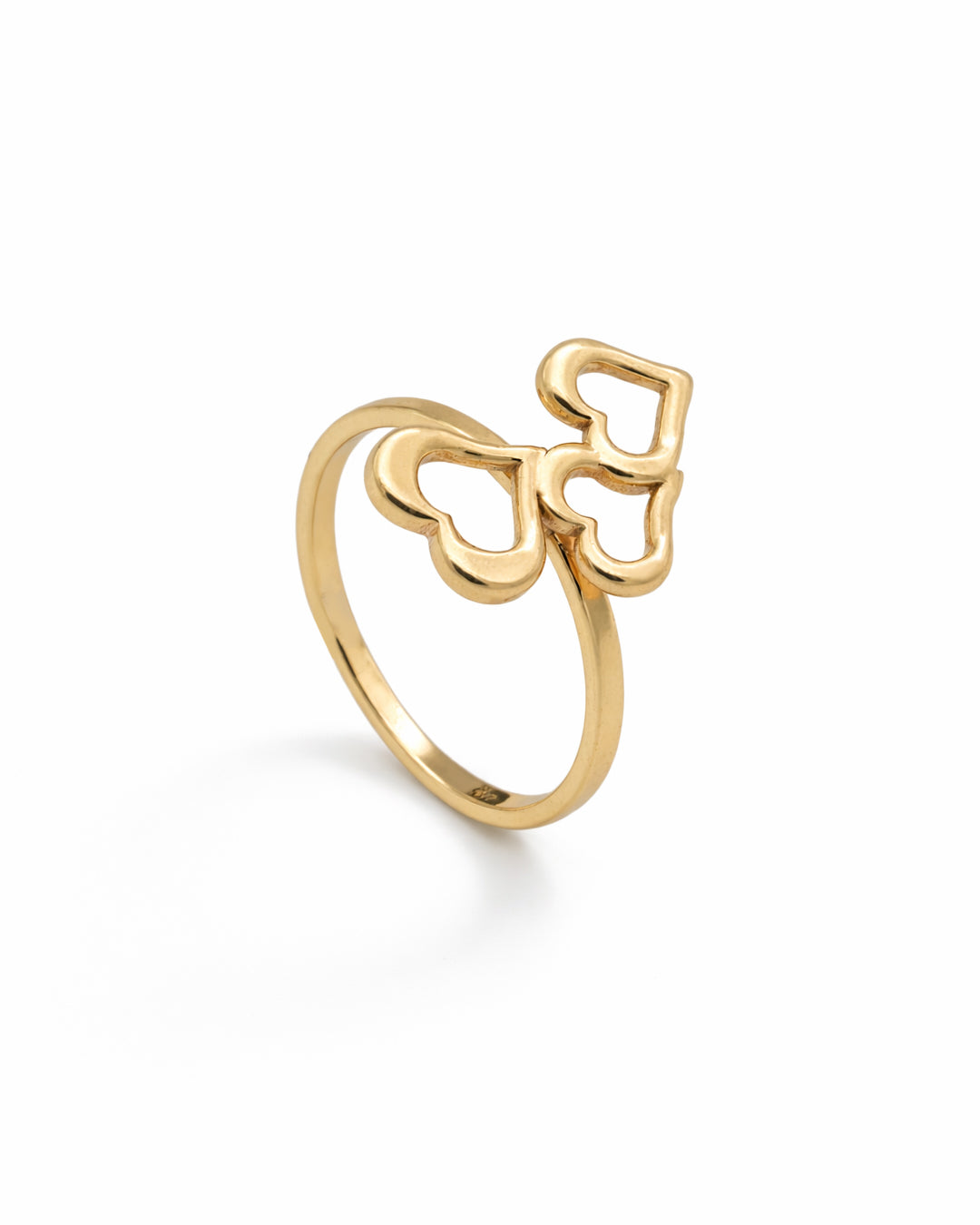 Trio Open Heart Gold Plated Ring