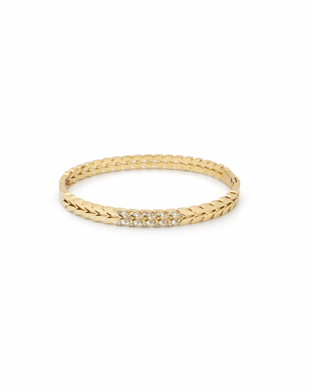 Chevron Leaf Pavé Accent Gold Plated Kada