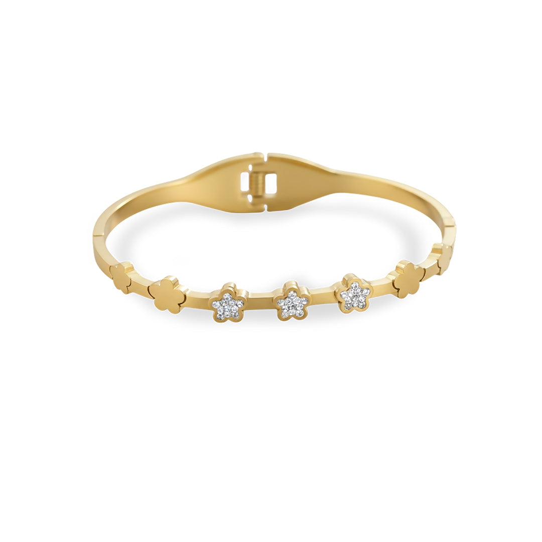 Bloom Pavé Flower Cluster Gold Plated Kada