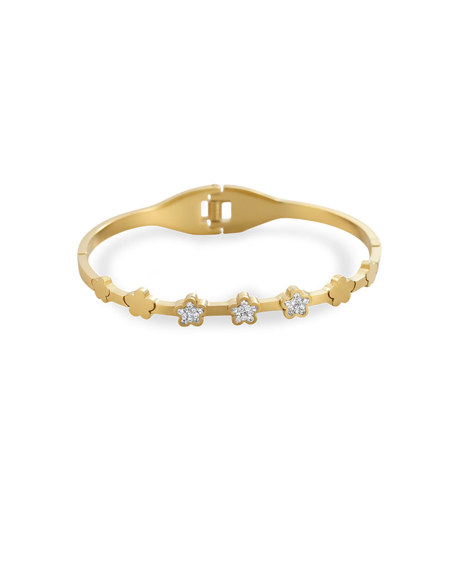 Bloom Pavé Flower Cluster Gold Plated Kada