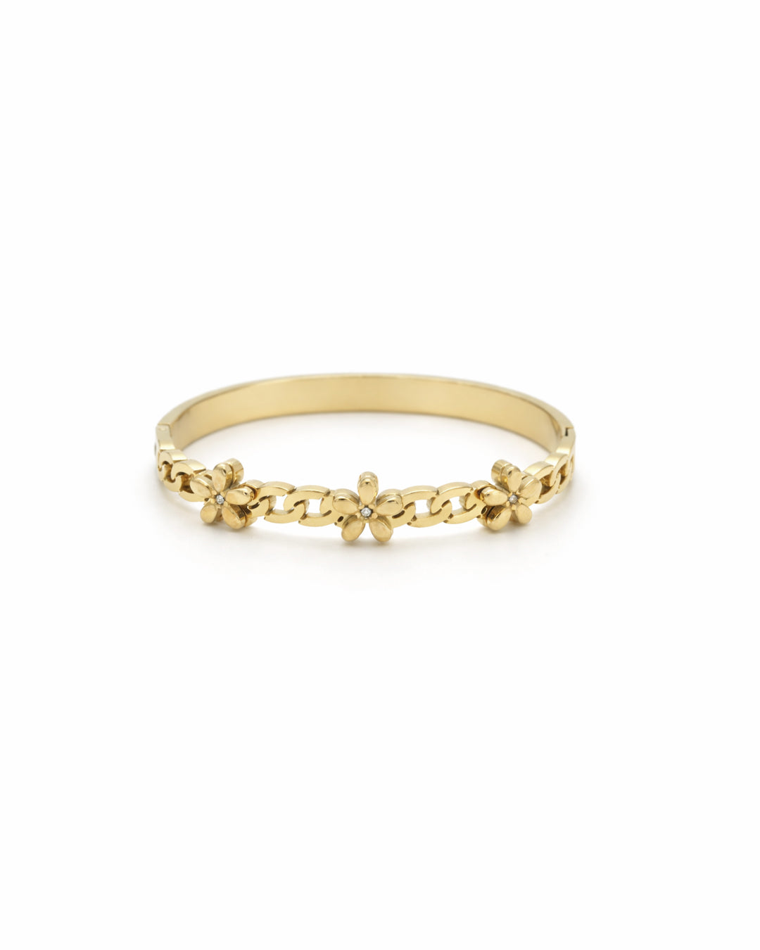 Daisy Curb Chain Crystal Gold Plated Kada