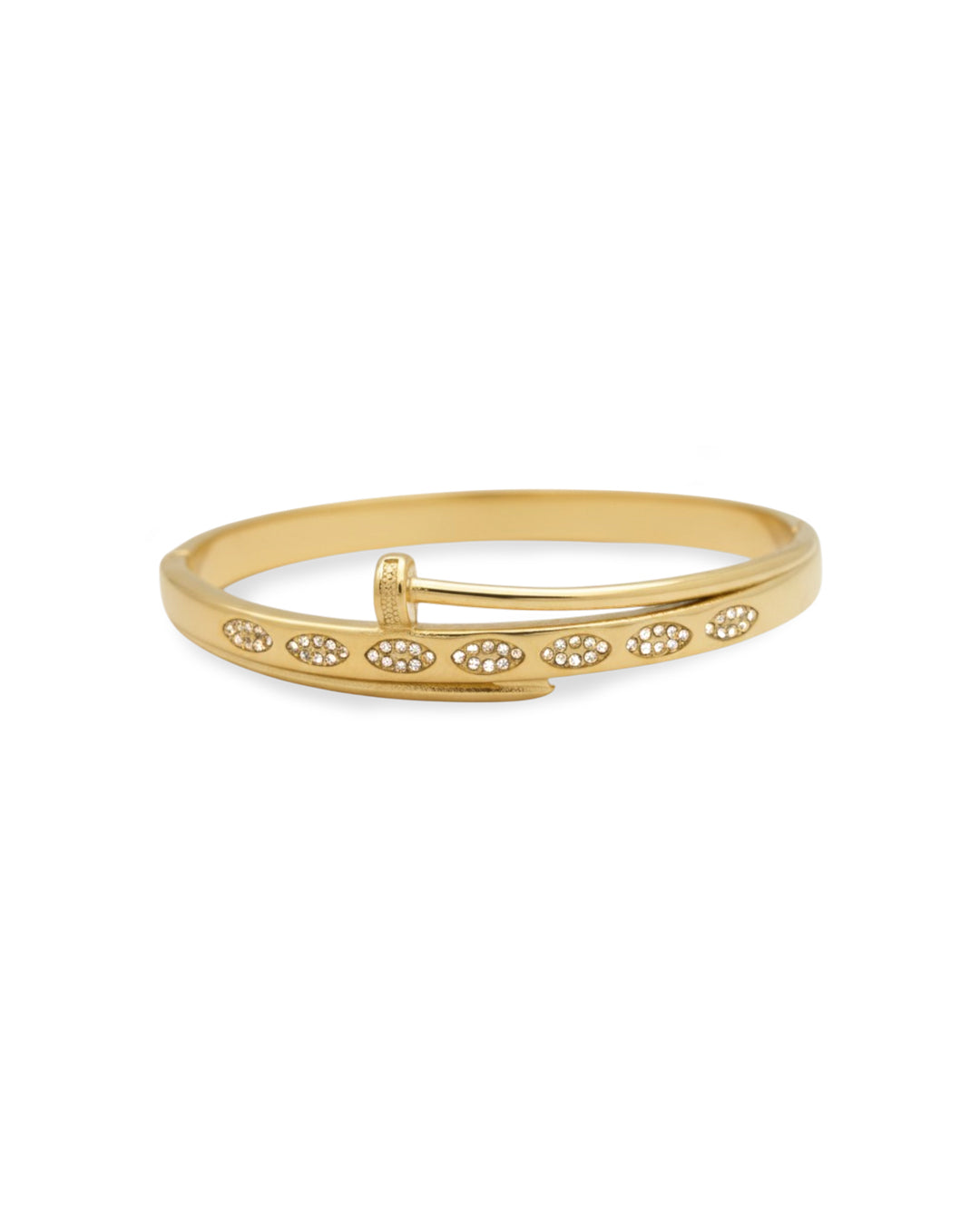 Nail Bypass Marquise Crystal Gold Plated Kada