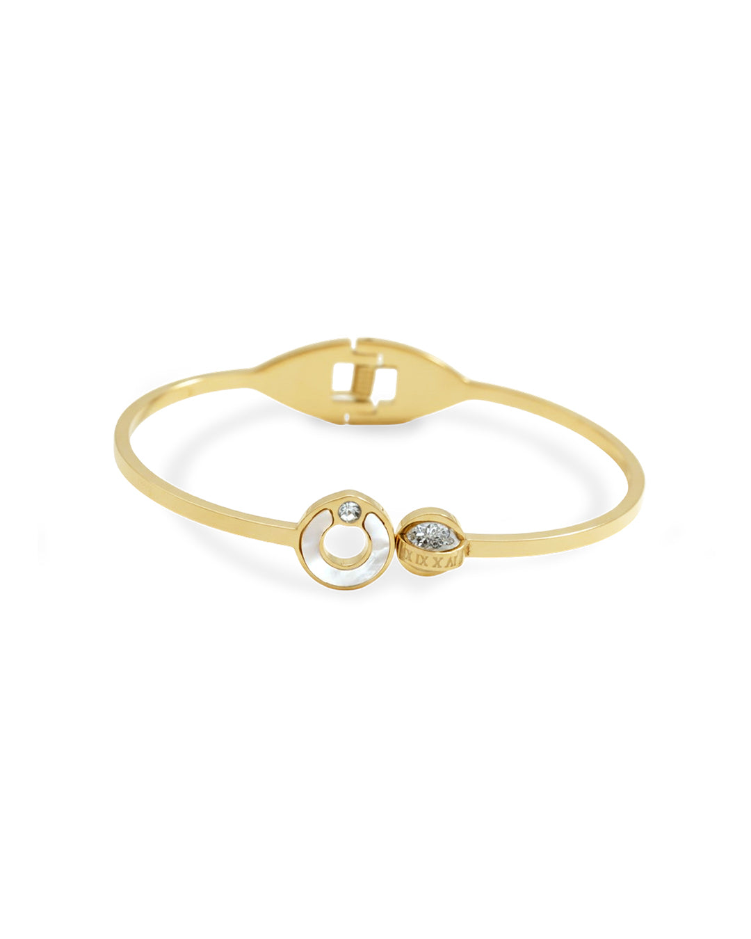 Numeral Crystal Hinge Gold Plated Kada