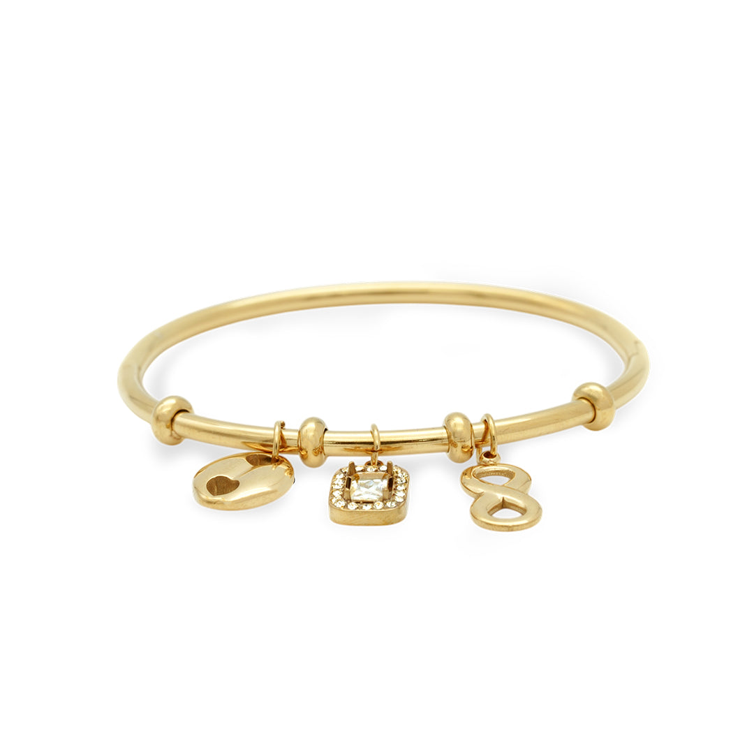 Infinity Heart Locket Charm Gold Plated Kada