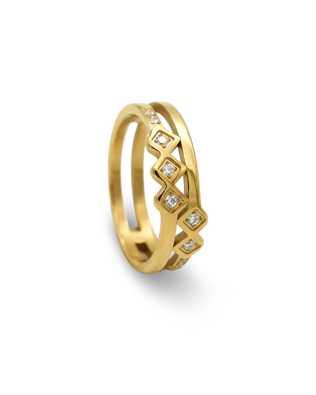 Axiom Crystal Gold Plated Ring