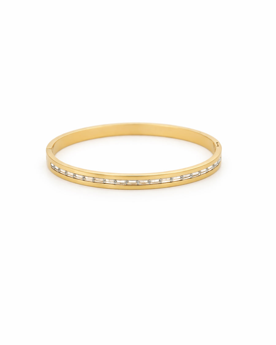Baguette Channel Line Gold Plated Kada