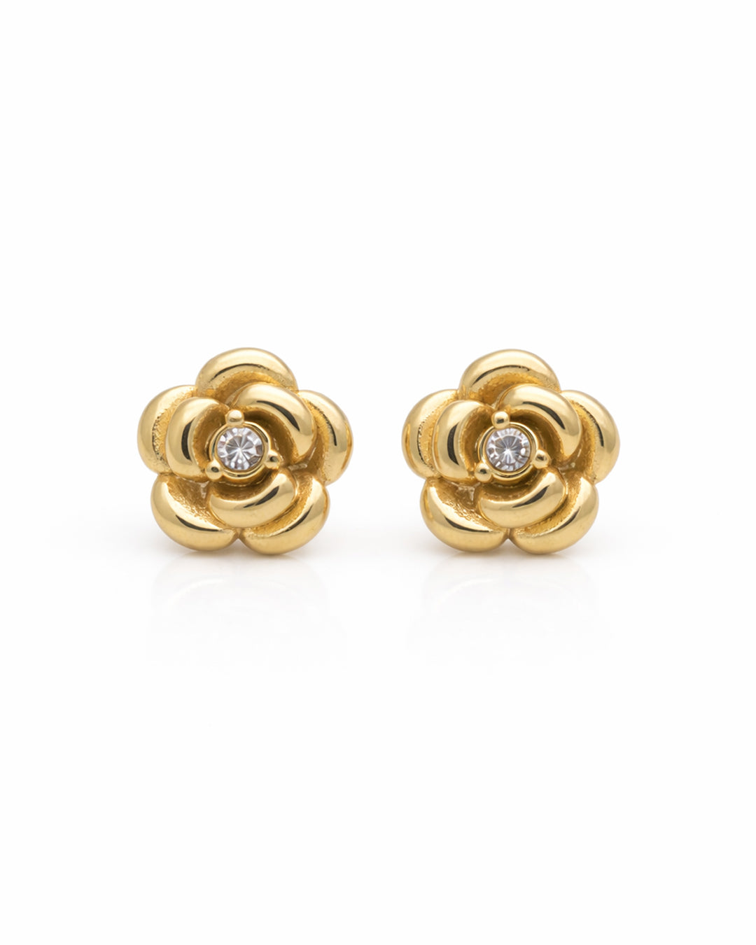 Rosa Stud Gold Plated Earrings