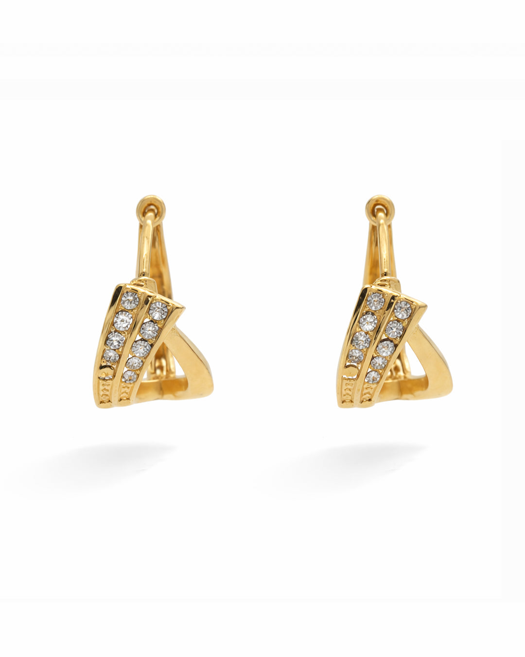 Knot Pave Crystal Gold Hoop Earrings