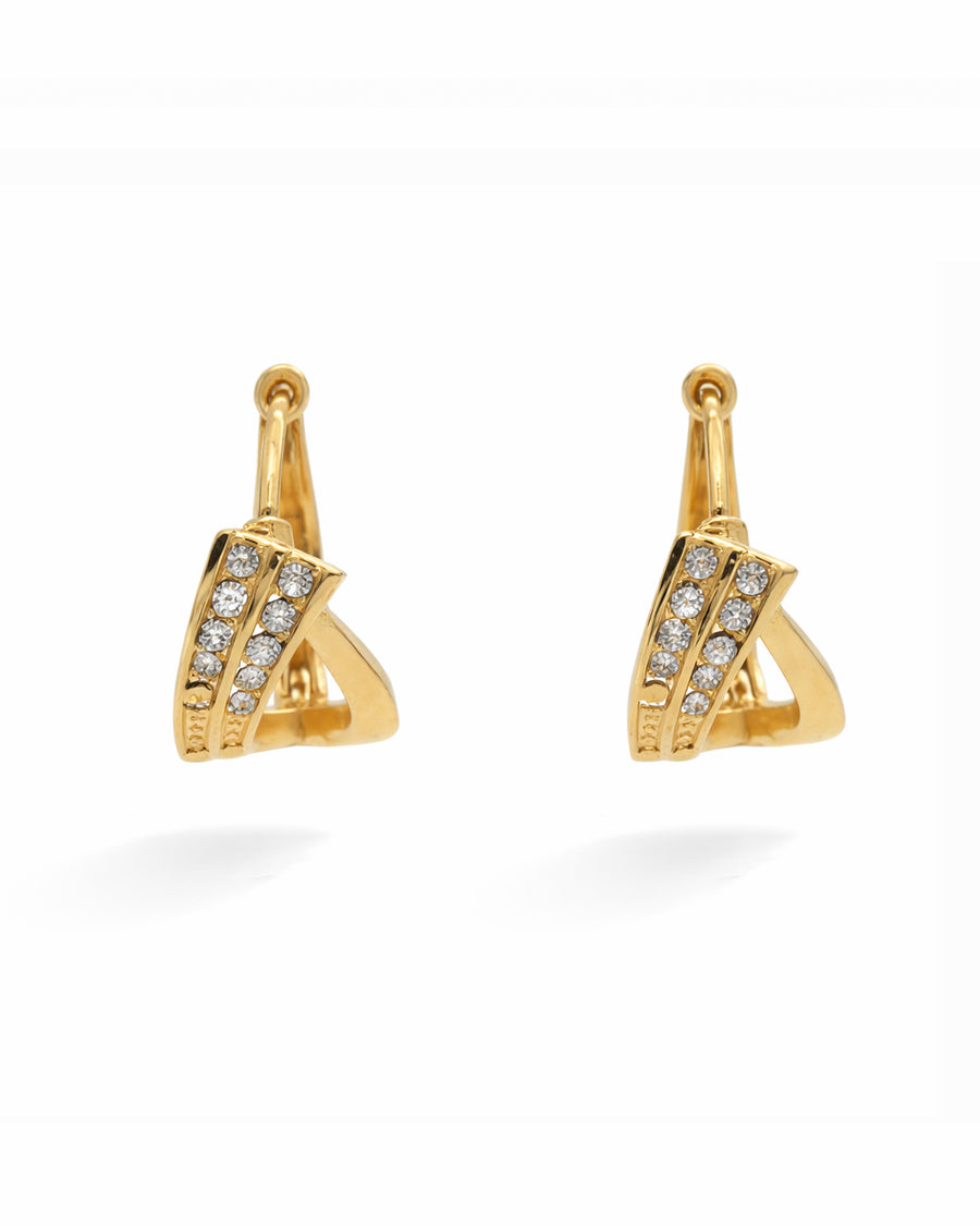 Knot Pave Crystal Gold Hoop Earrings