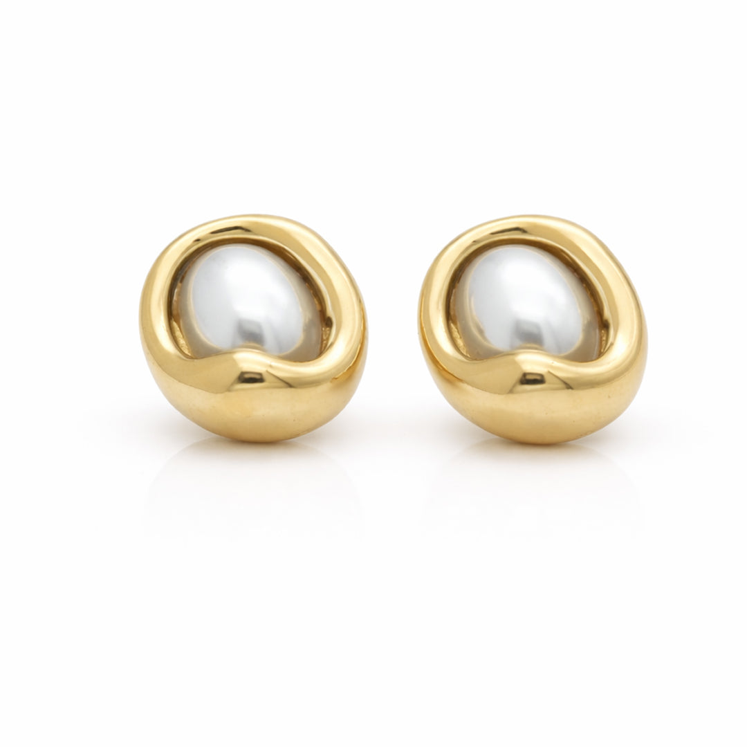 Lumi Dome Gold Plated Stud Earrings