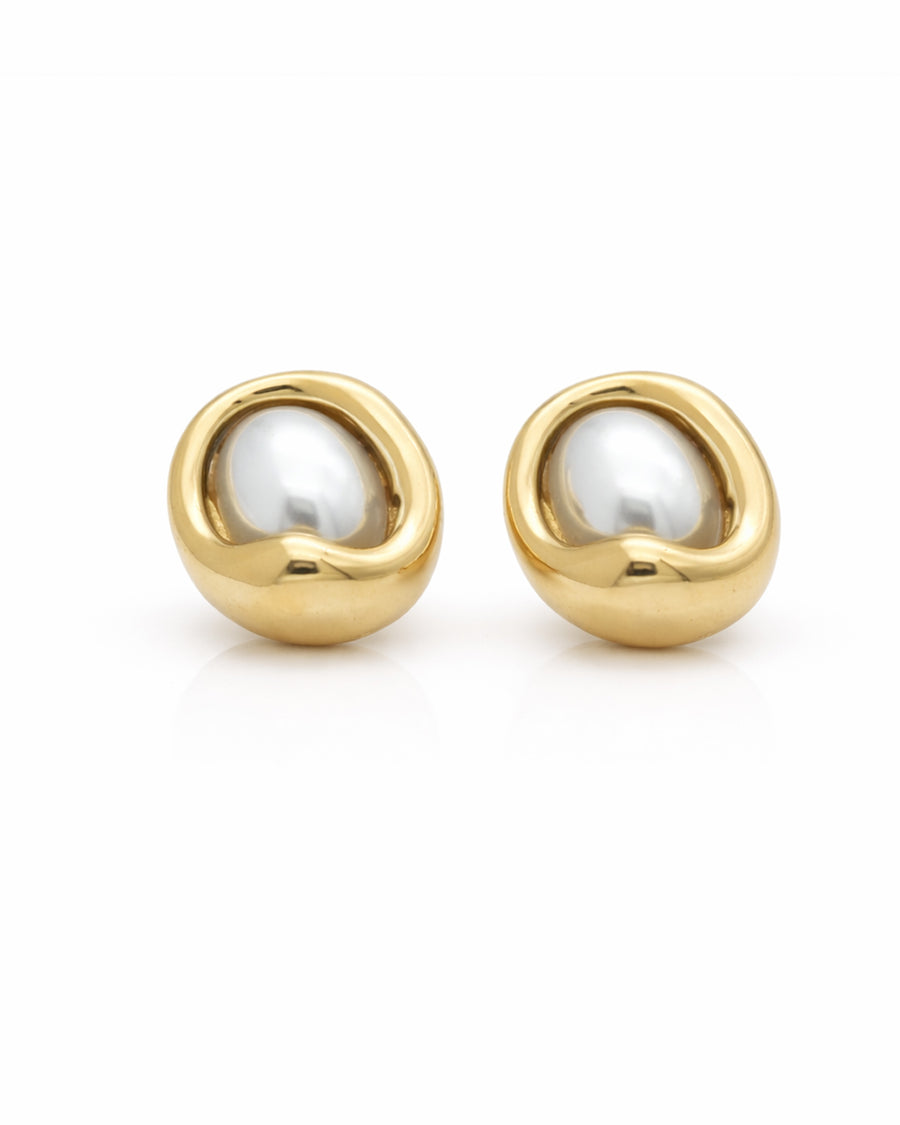 Lumi Dome Gold Plated Stud Earrings