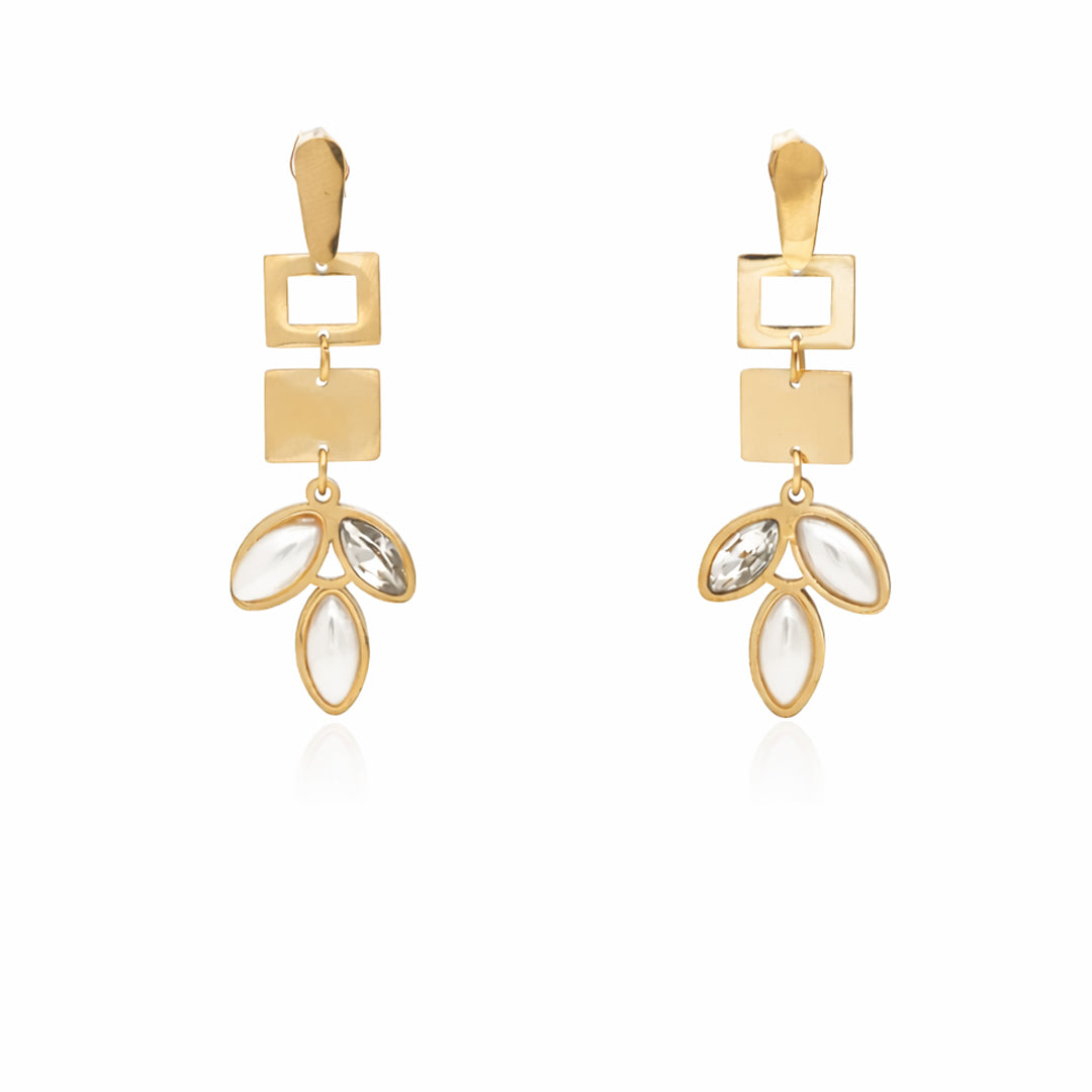 Geo Petal Gold Plated Earrings