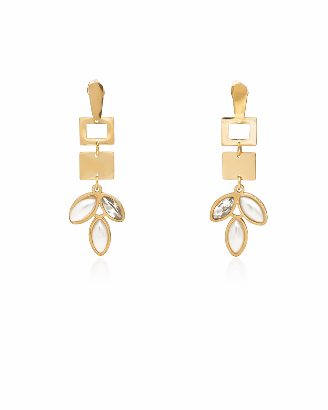 Geo Petal Gold Plated Earrings