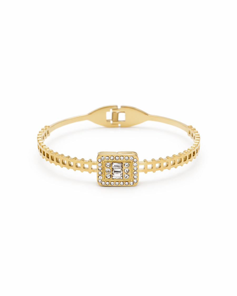 Baguette Halo Square Gold Plated Kada