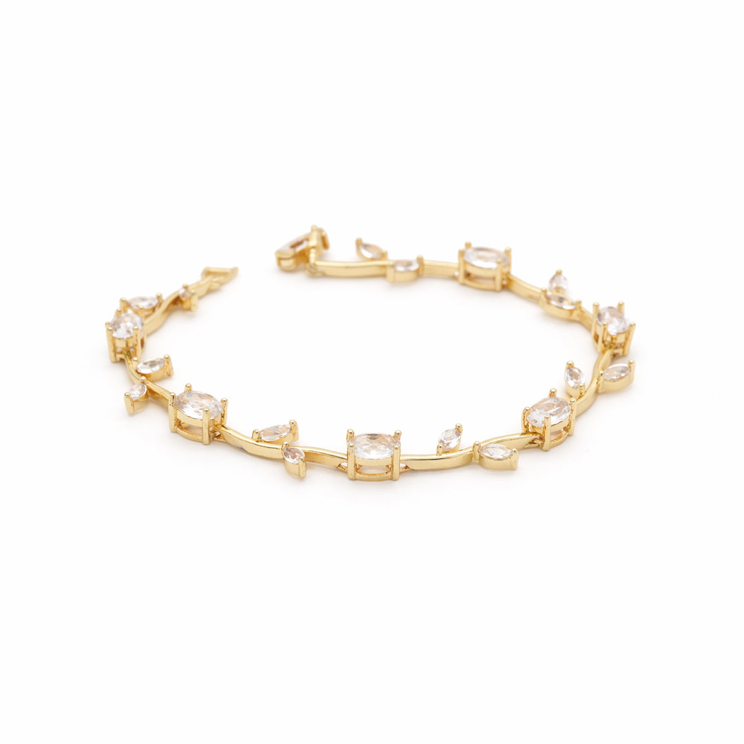 Lumière Vine White Crystal Gold Bracelet