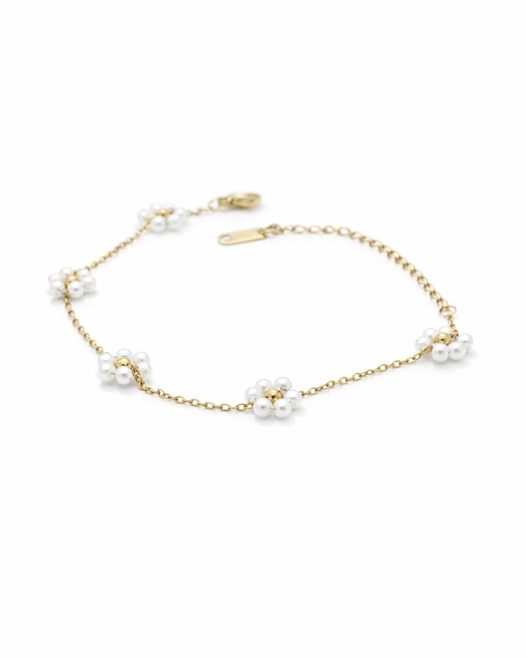 Daisy Pearl Cluster Gold Bracelet