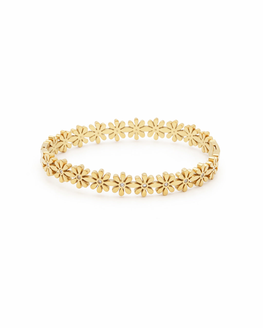 Dainty Floral Daisy Gold Plated Bangle Kada