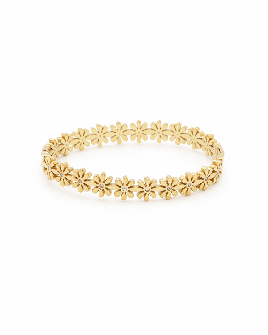 Dainty Floral Daisy Gold Plated Bangle Kada