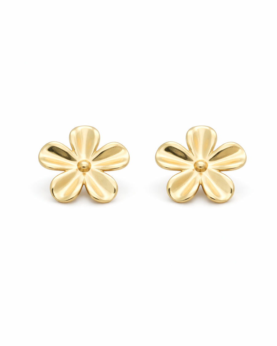 Puffy Daisy Gold Plated Flower Stud Earrings