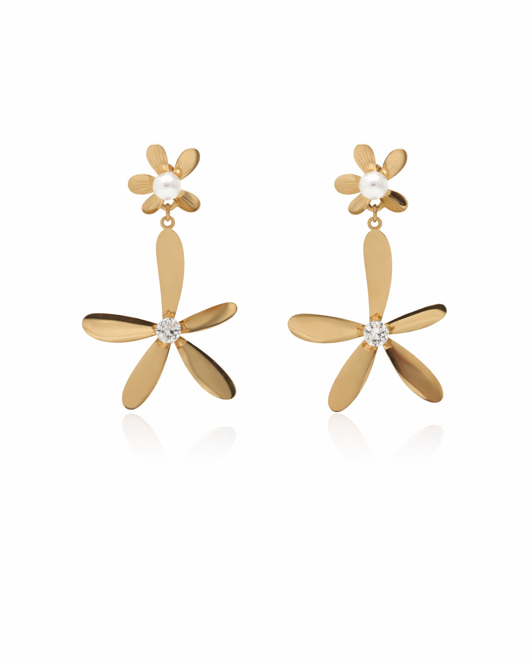 Double Bloom Gold Plated Earrings