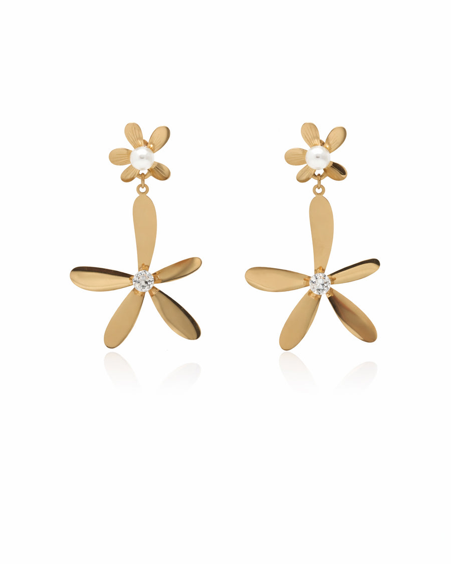 Double Bloom Gold Plated Earrings