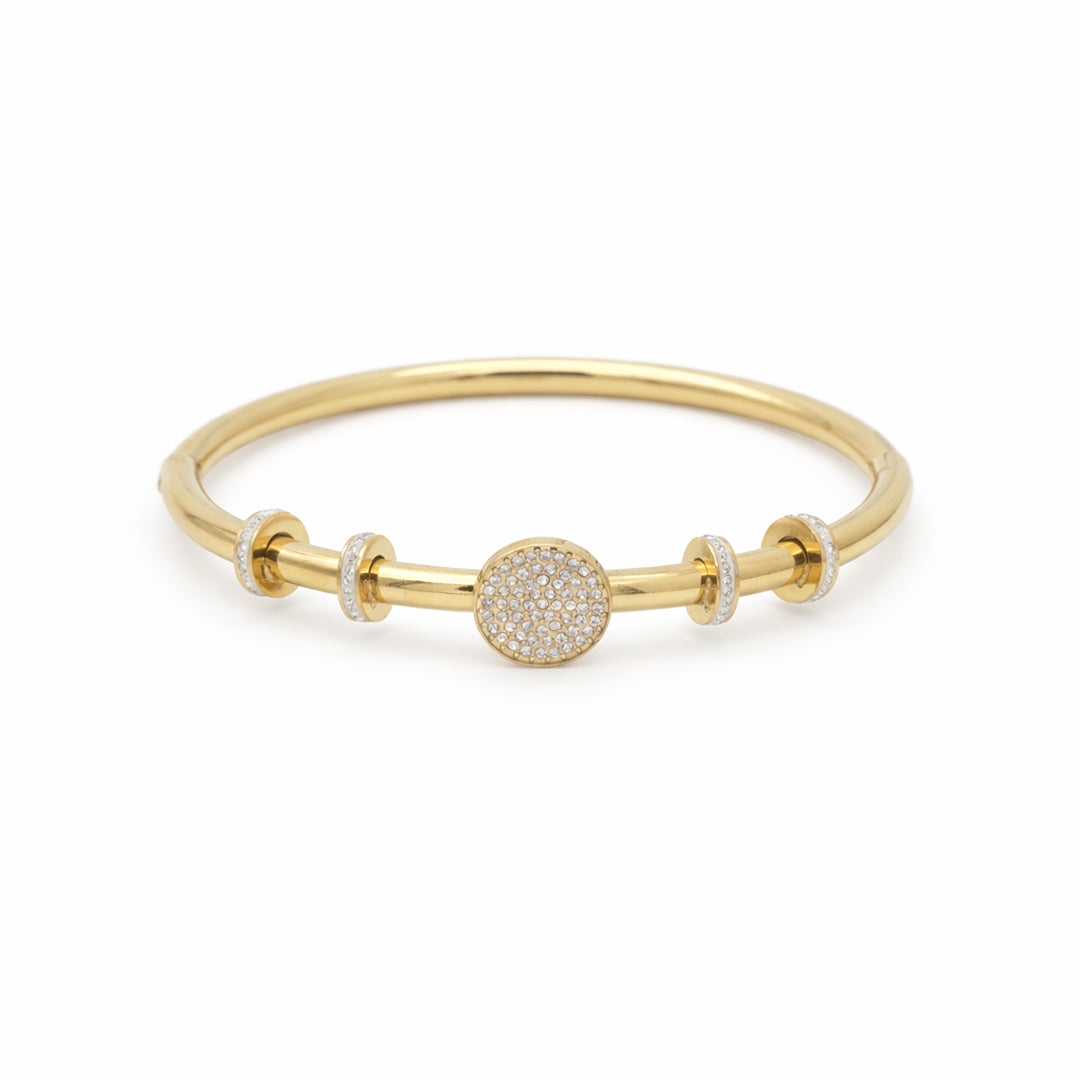 Pavé Disc & Orbital Spacer Gold Plated Kada