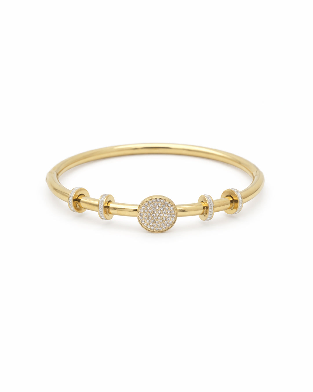 Pavé Disc & Orbital Spacer Gold Plated Kada