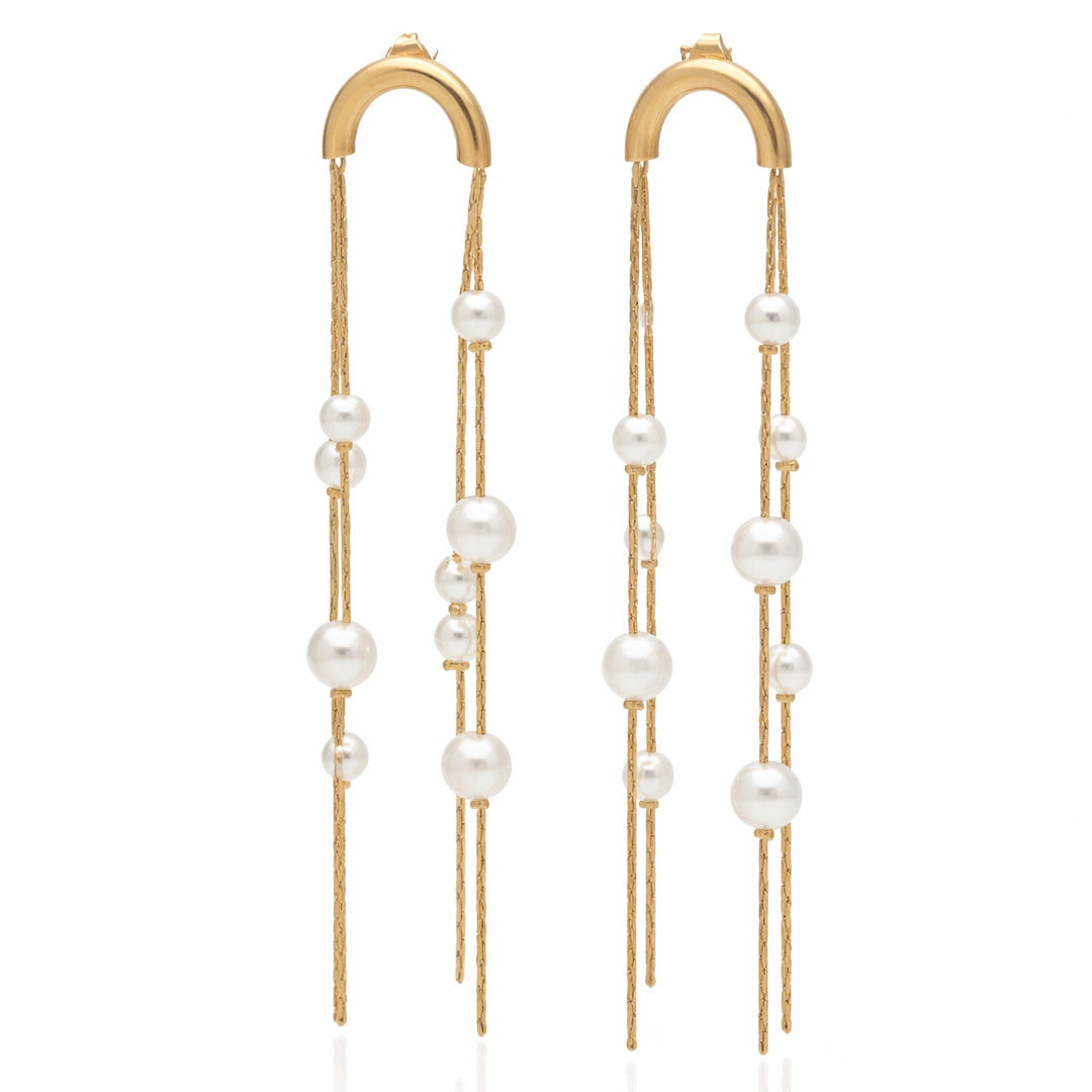 Pearl Rain Gold Plated Earrings