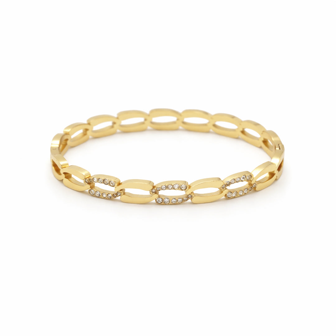Crystal Link Chain Gold Plated Kada