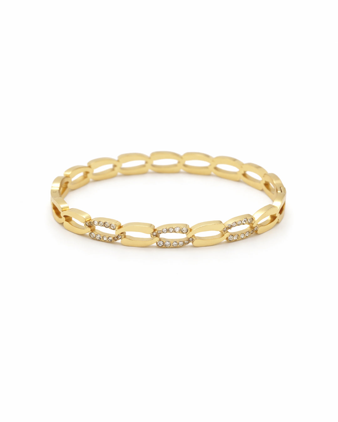 Crystal Link Chain Gold Plated Kada
