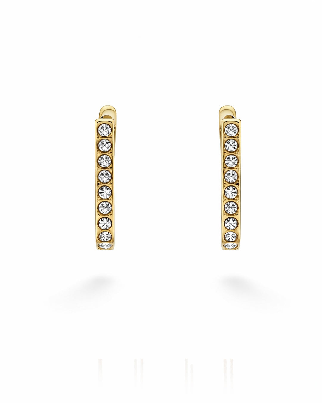 Linear Pave Gold-Tone Vertical Bar Huggie Earrings