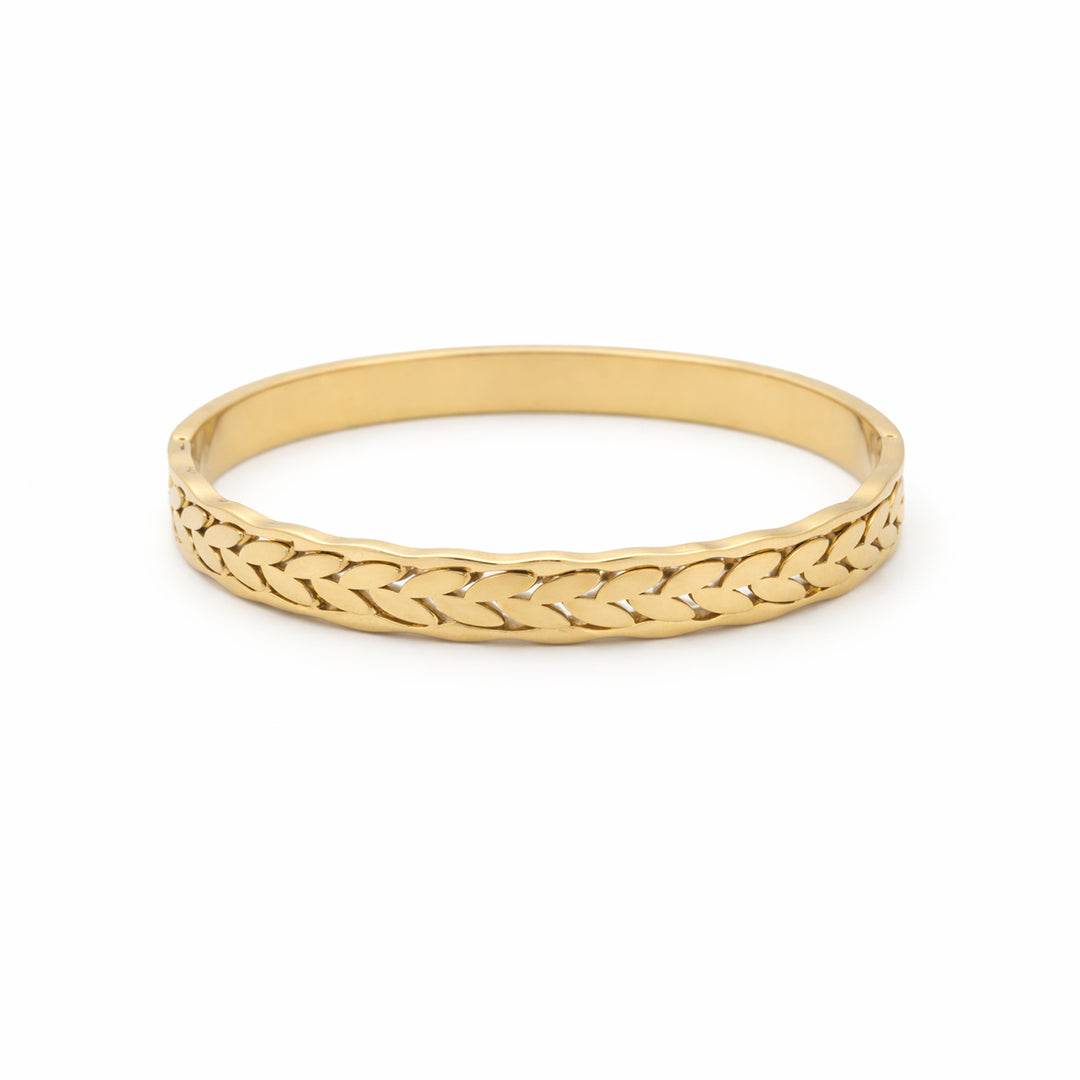 Gold Plated Laurel Wreath Patterned Kada