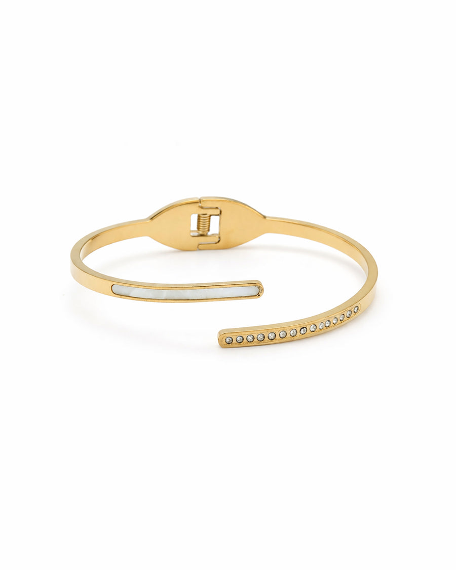 Mother of Pearl Bypass Crystal Gold Plated Kada